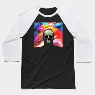 Skull on Psychedelic Background Baseball T-Shirt